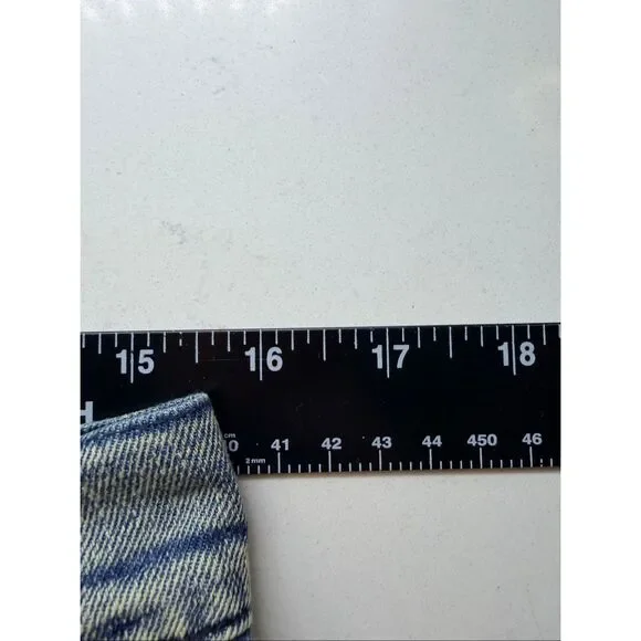 Hengsheng Jeans Women's Size 30 Light Wash Denim Patchwork Straight Leg Jeans - Picture 11 of 16